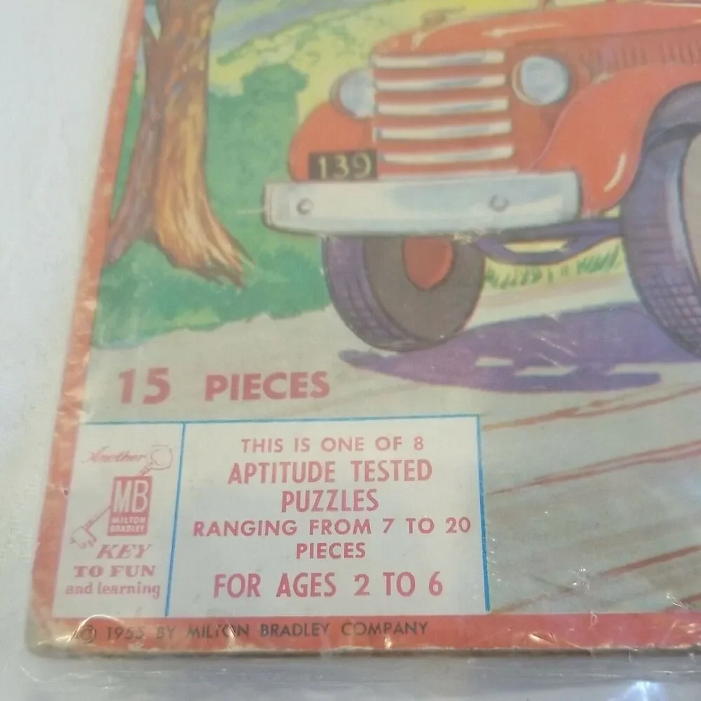 Milton Bradley Vintage Puzzle Semi-Truck 1955 Aptitude Tested Puzzle 15 Pieces